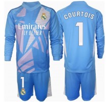 Real Madrid Thibaut Courtois #1 Bramkarskie Koszulka Podstawowa dzieci 2024-25 Długi Rękaw (+ krótkie spodenki)